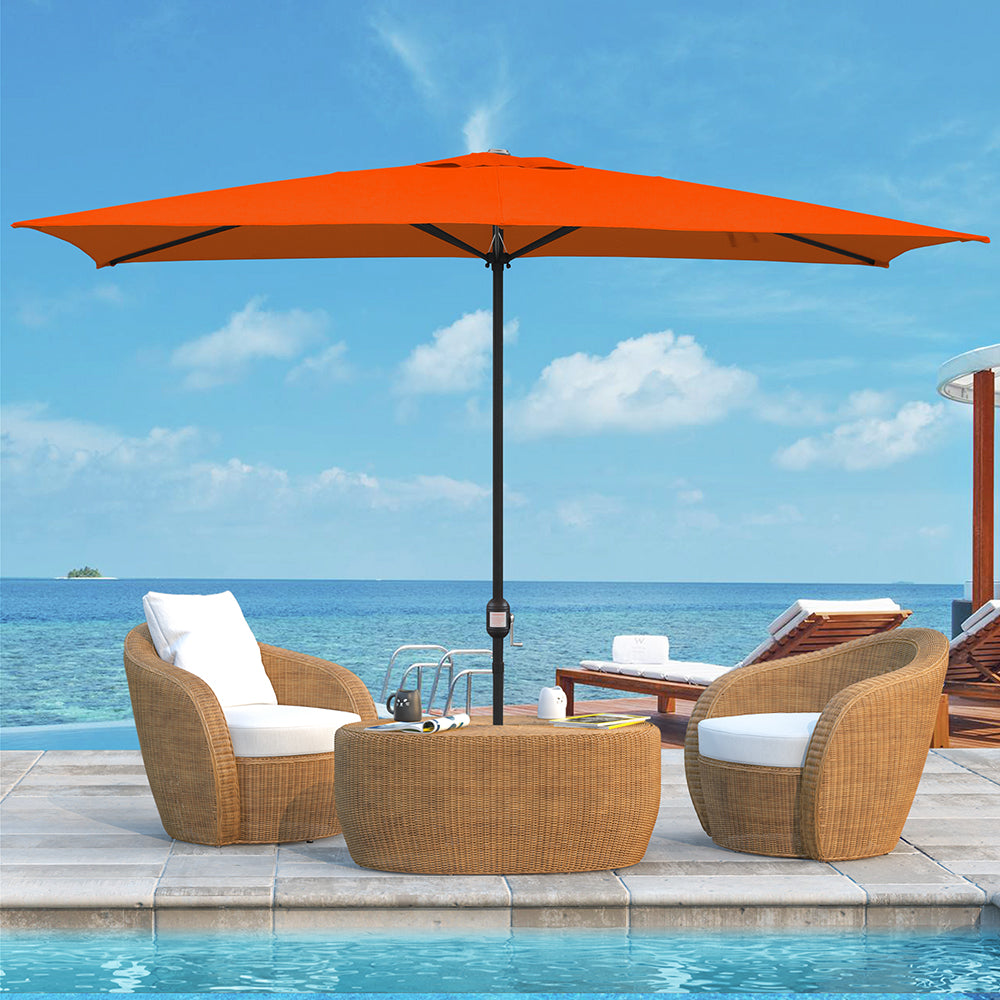 10x6.5ft Rectangle Patio Umbrella with Crank and Steel Frame
