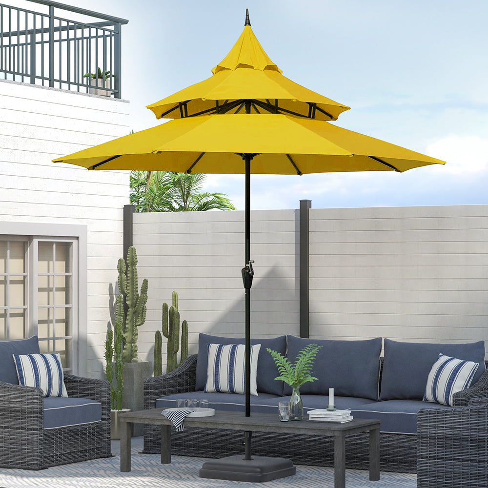 9ft Pagoda Patio Umbrella with Crank and Steel Frame