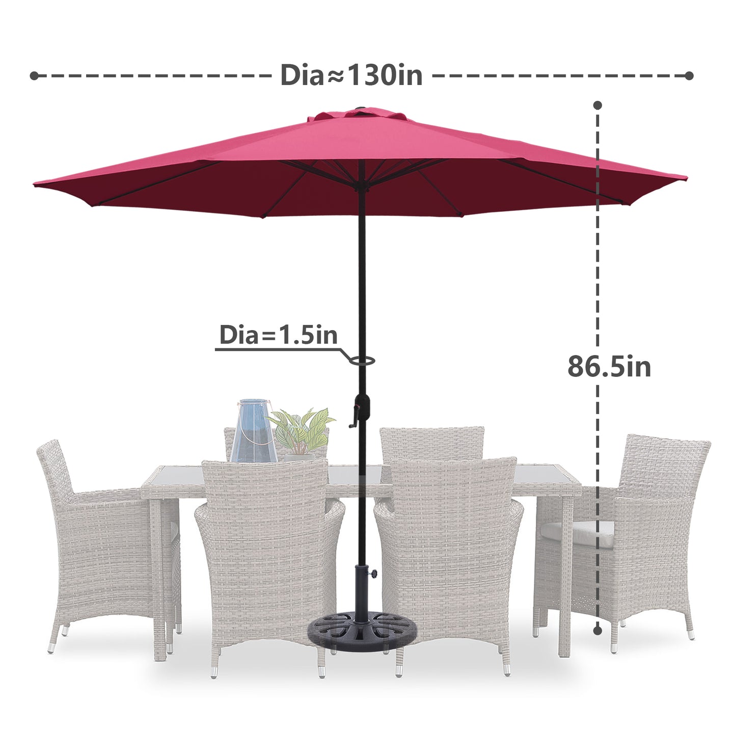 11ft Patio Umbrella with Crank and Steel Frame