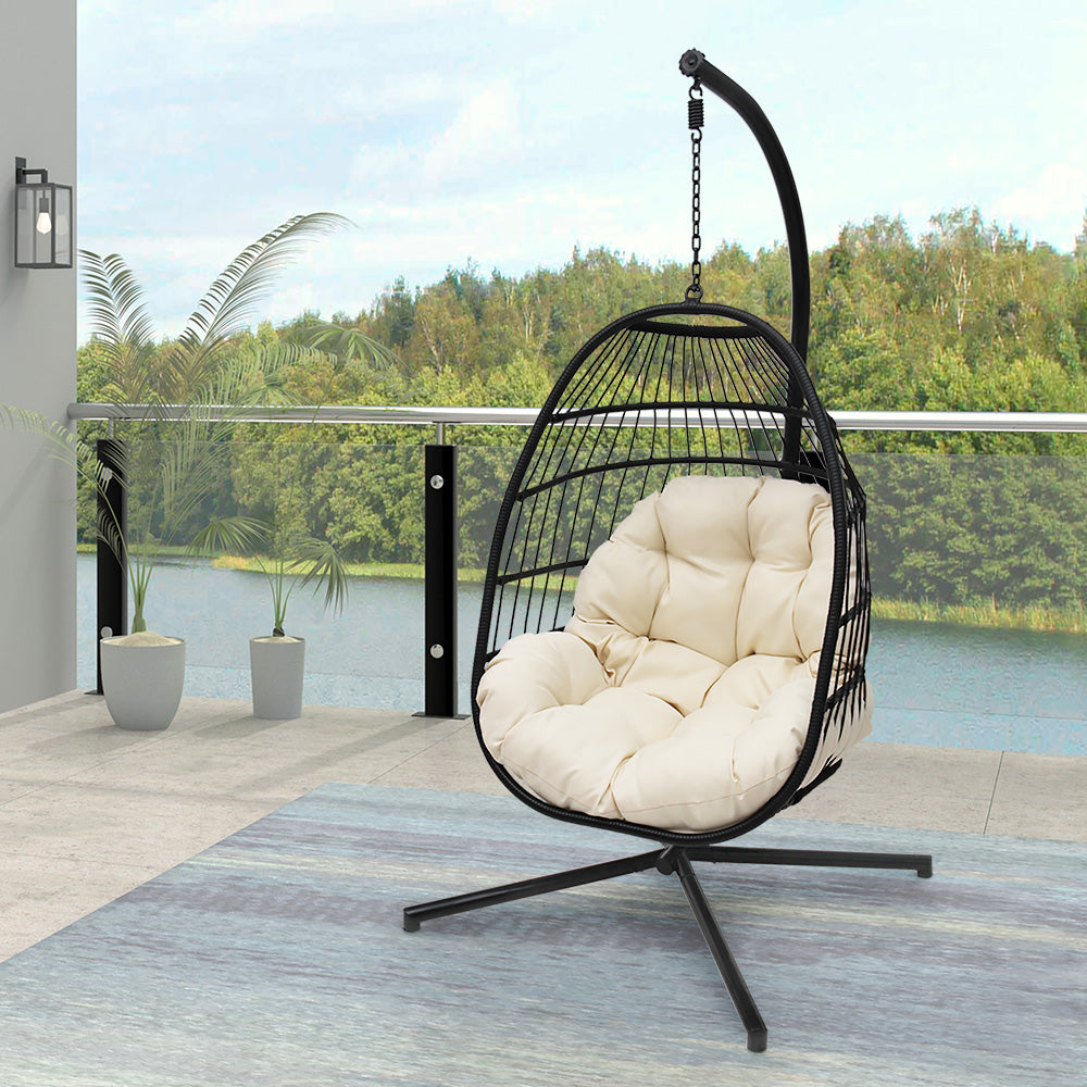 Outdoor Rope Basket Chair With Stand