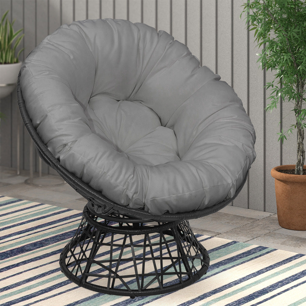 Wicker Swivel Patio Chair With Cushion