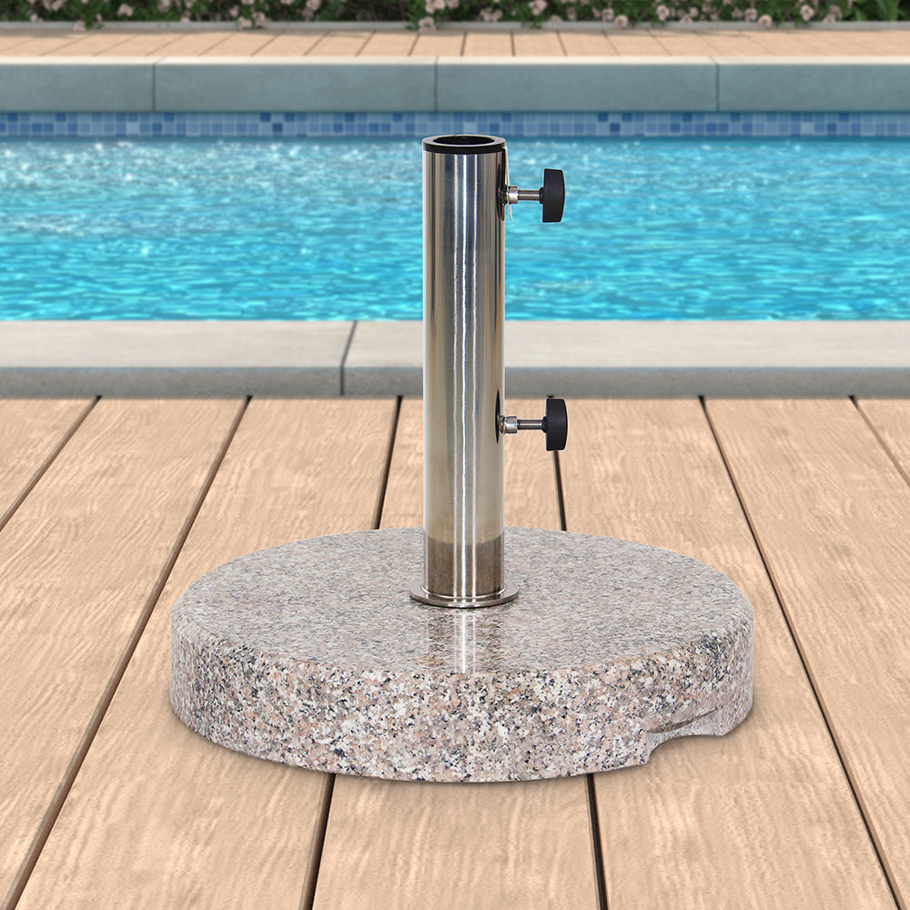 Umbrella Base with Granite Base and Stainless Steel Pole
