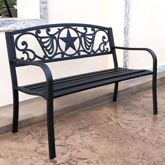 Steel Garden Bench with Star Design