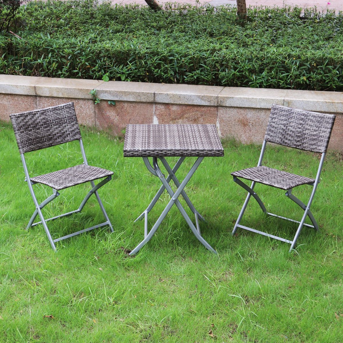 3-Piece Wicker Folding Bistro Set