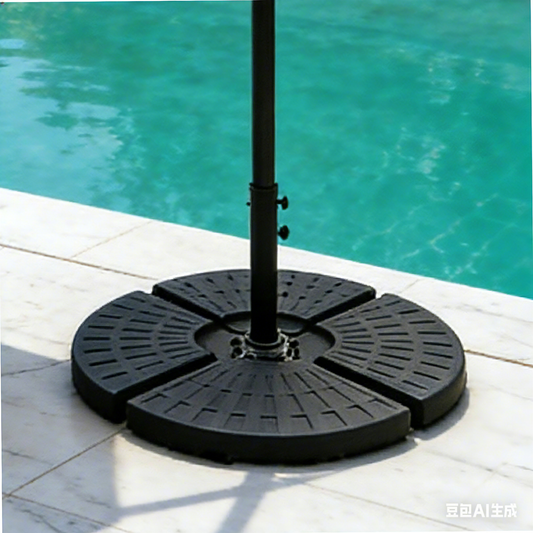 Round Cantilever Patio Umbrella Base, Offset Umbrella Base, Water and Sand Fillable