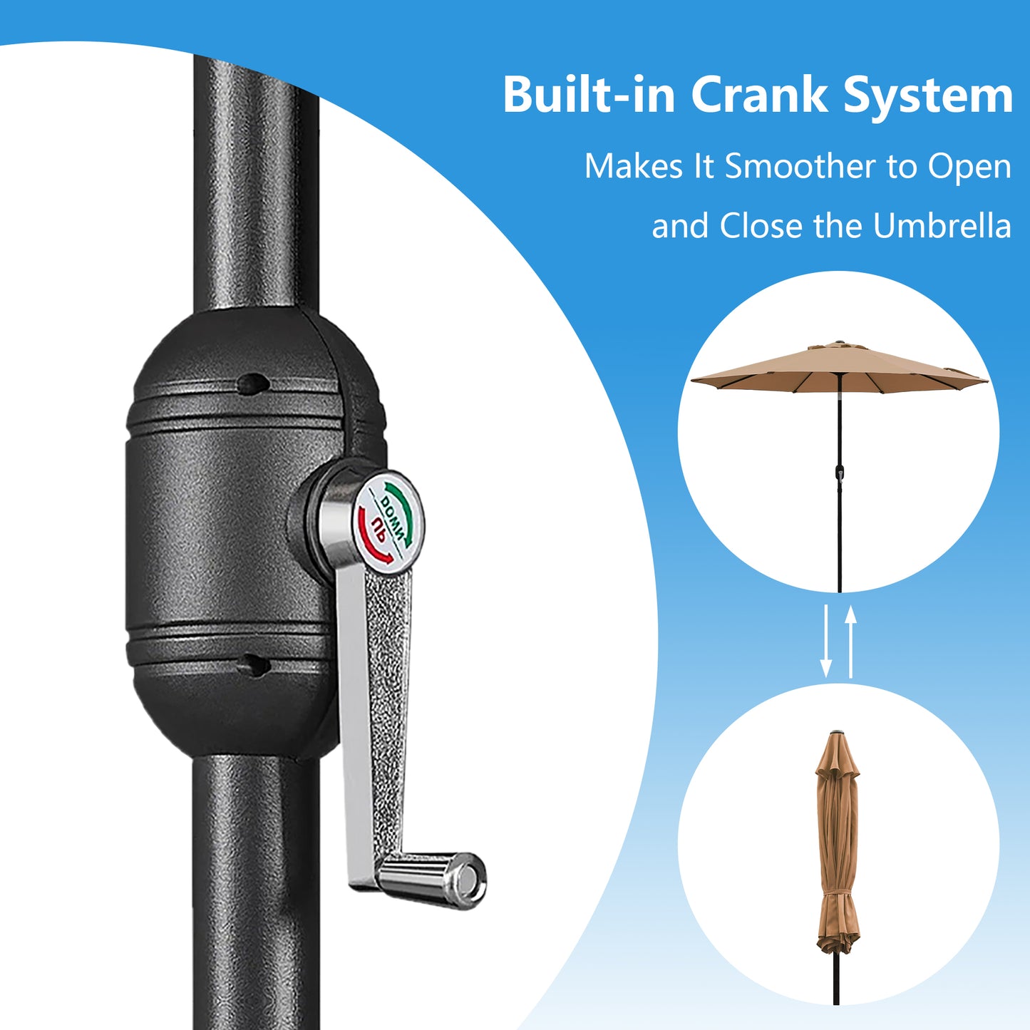 9 Ft Patio Umbrella w Solar Lights