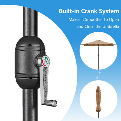 9 Ft Patio Umbrella w Solar Lights