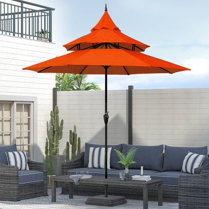9ft Pagoda Patio Umbrella with Crank and Steel Frame – Maypex