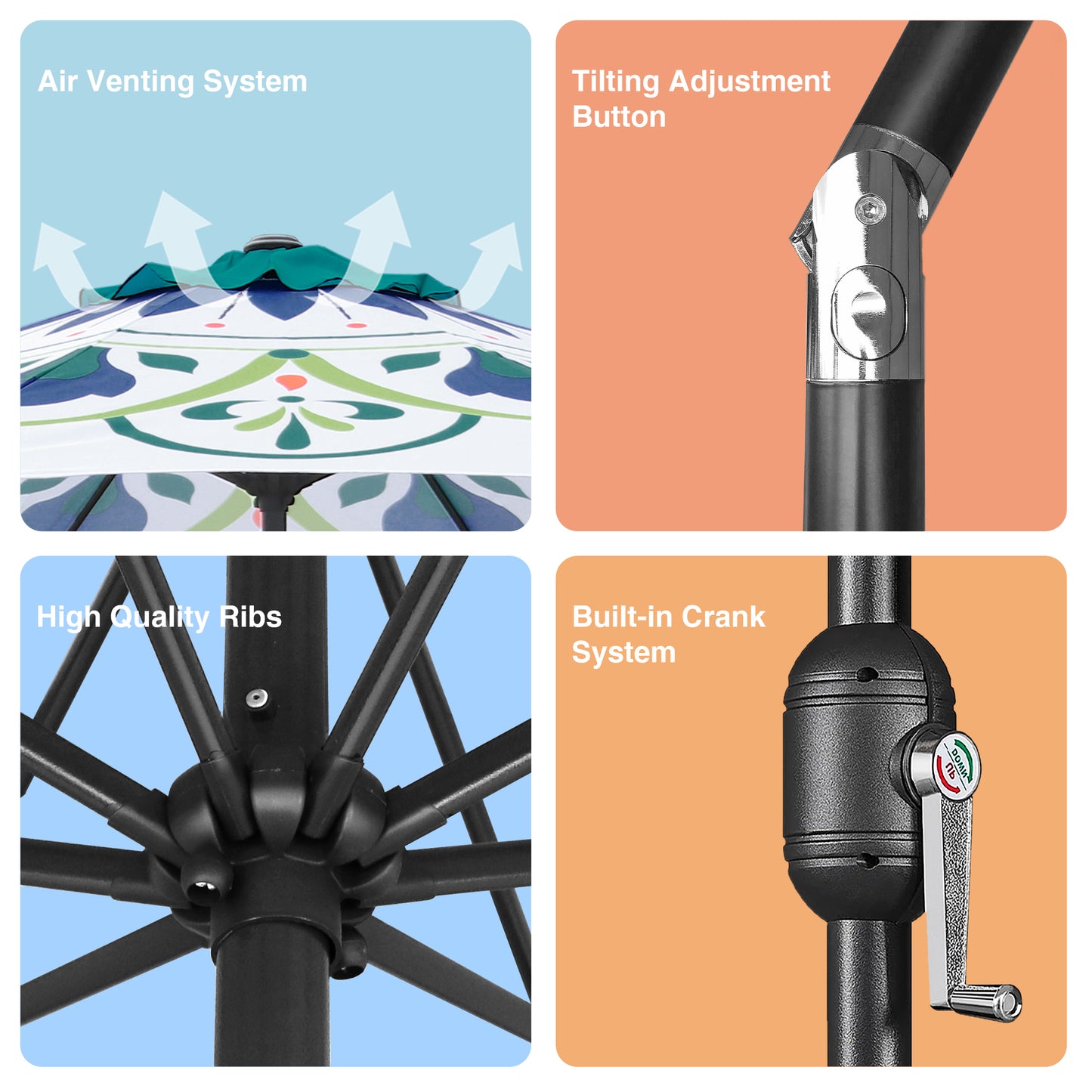 9 Ft Printed Market Umbrella