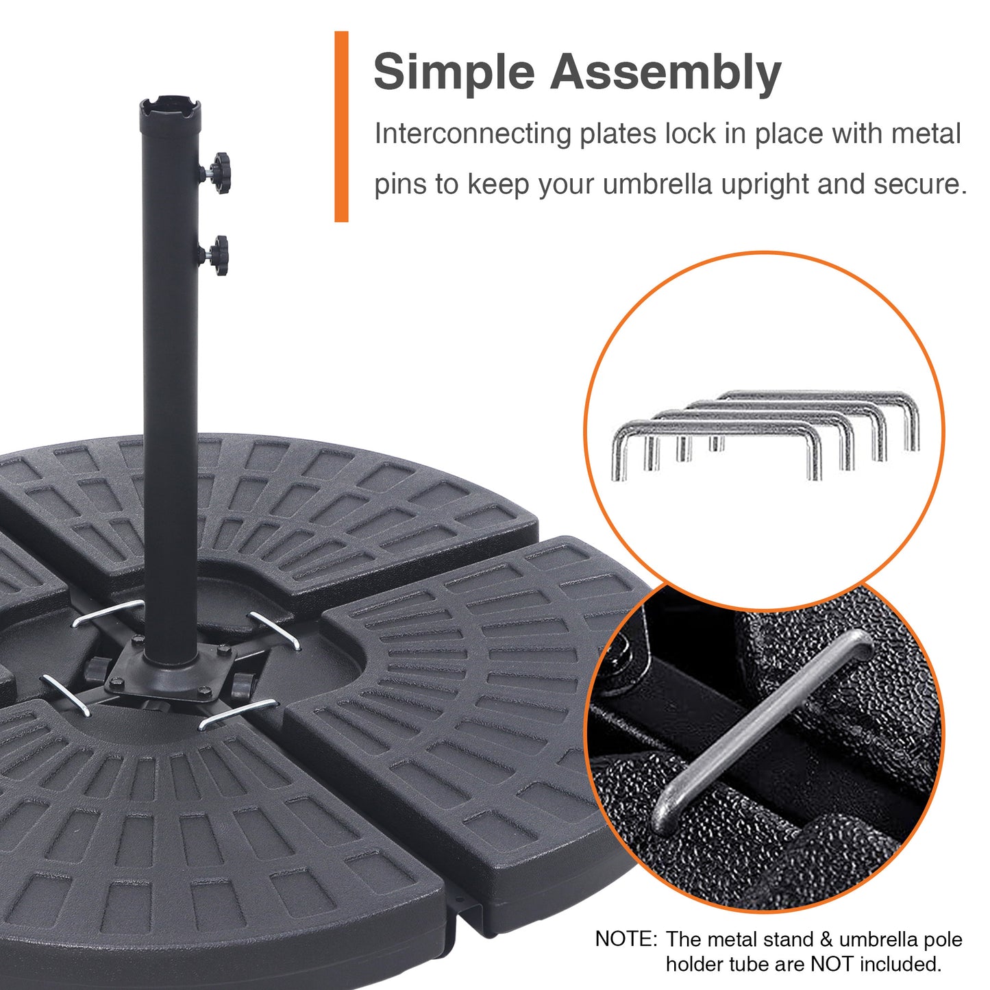 Round Cantilever Patio Umbrella Base, Offset Umbrella Base, Water and Sand Fillable