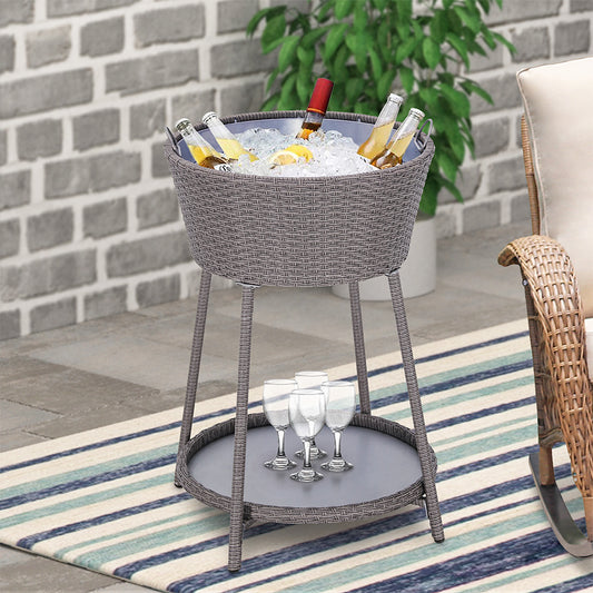 Outdoor Wicker Cooler Table