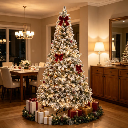 Pre-Lit Flocked Artificial Christmas Tree (Free Shipping)