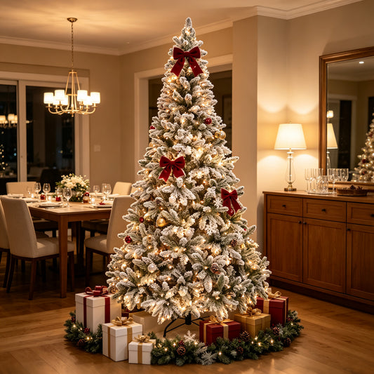 Pre-Lit Flocked Artificial Christmas Tree (Free Shipping)