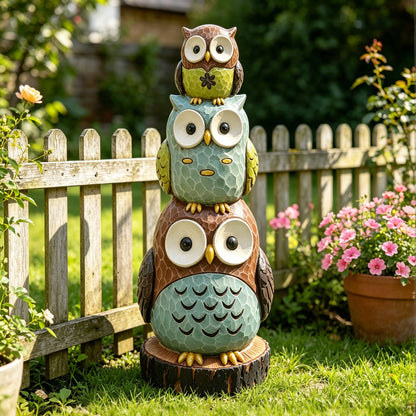 18 in. H Stacking Owls Sculpture Statue