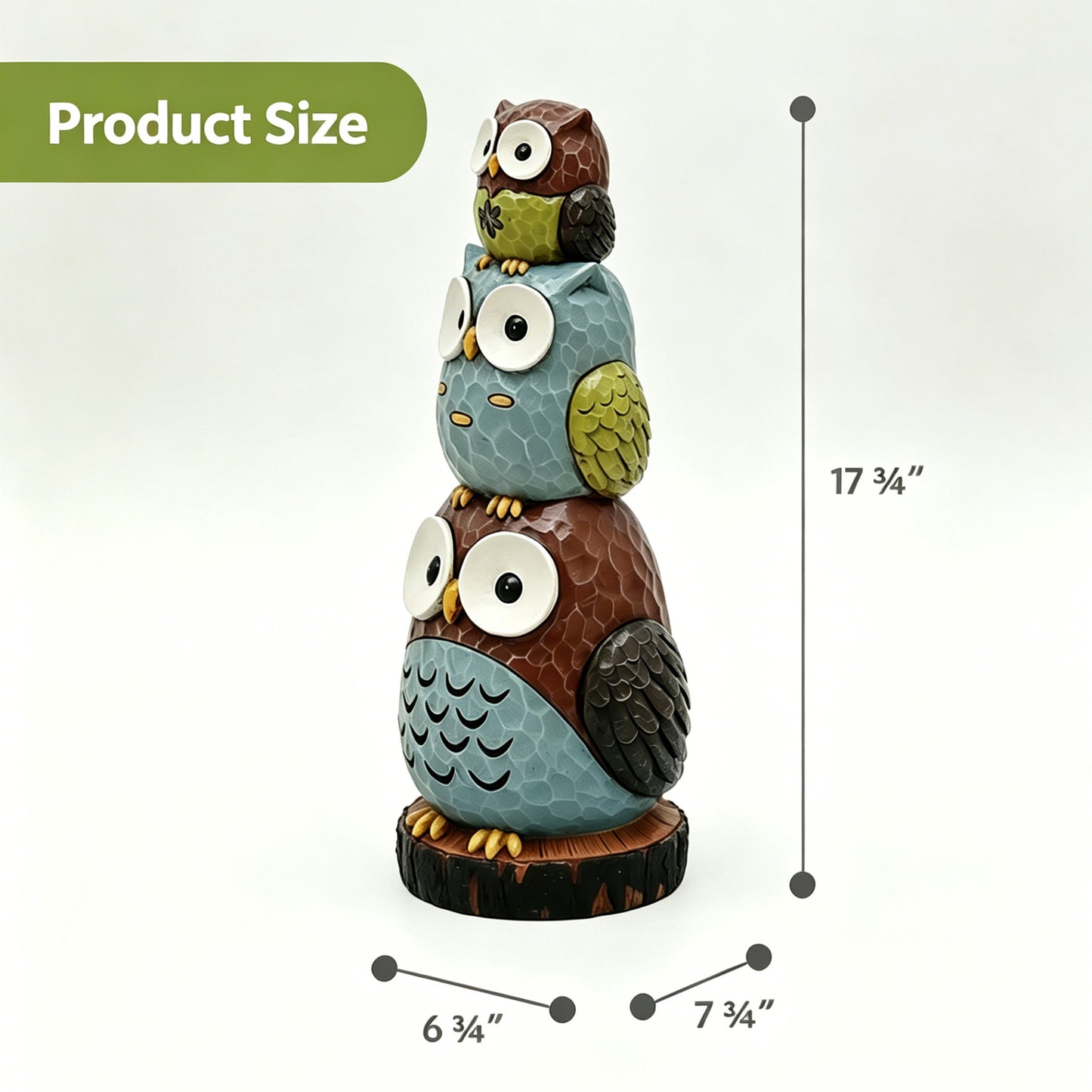 18 in. H Stacking Owls Sculpture Statue