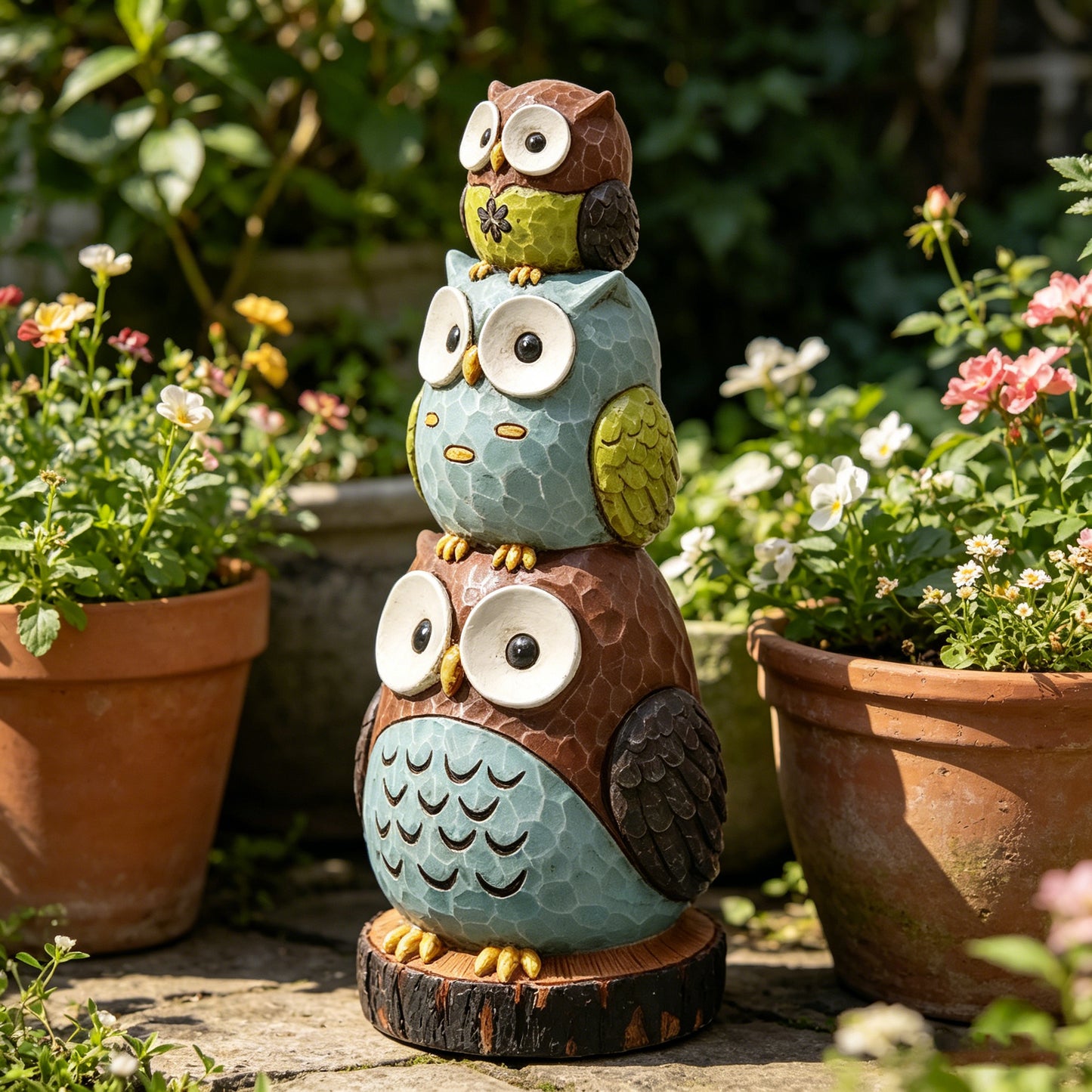 18 in. H Stacking Owls Sculpture Statue