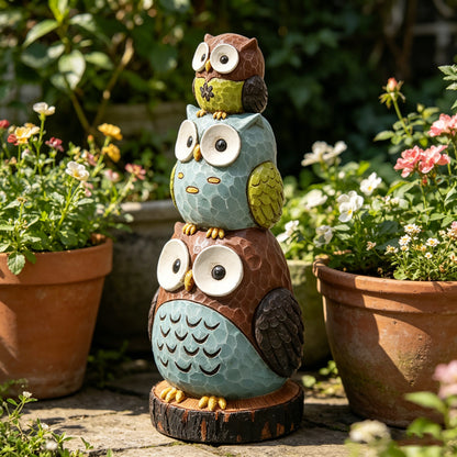 18 in. H Stacking Owls Sculpture Statue