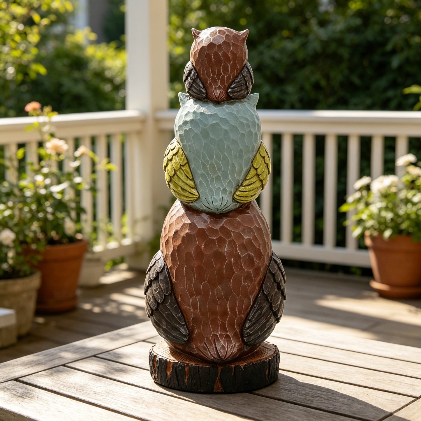 18 in. H Stacking Owls Sculpture Statue