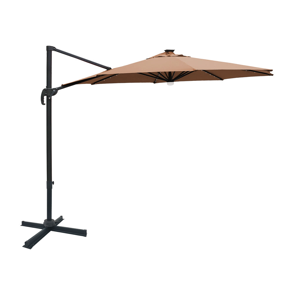 10 ft Cantilever Umbrella With Solar Powered LED 360 degrees Rotation Aluminum 10 ft Cantilever Umbrella With Solar Powered LED 360 degrees Rotation Aluminum