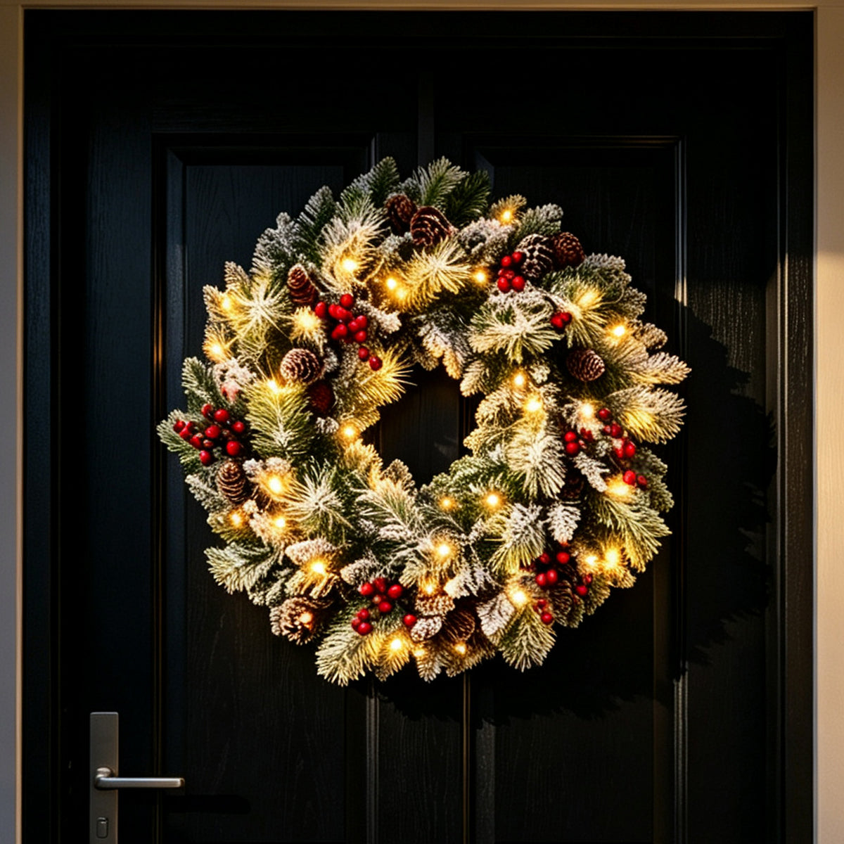 24'' Pre-Lit Flocked Christmas Wreath (Free Shipping)
