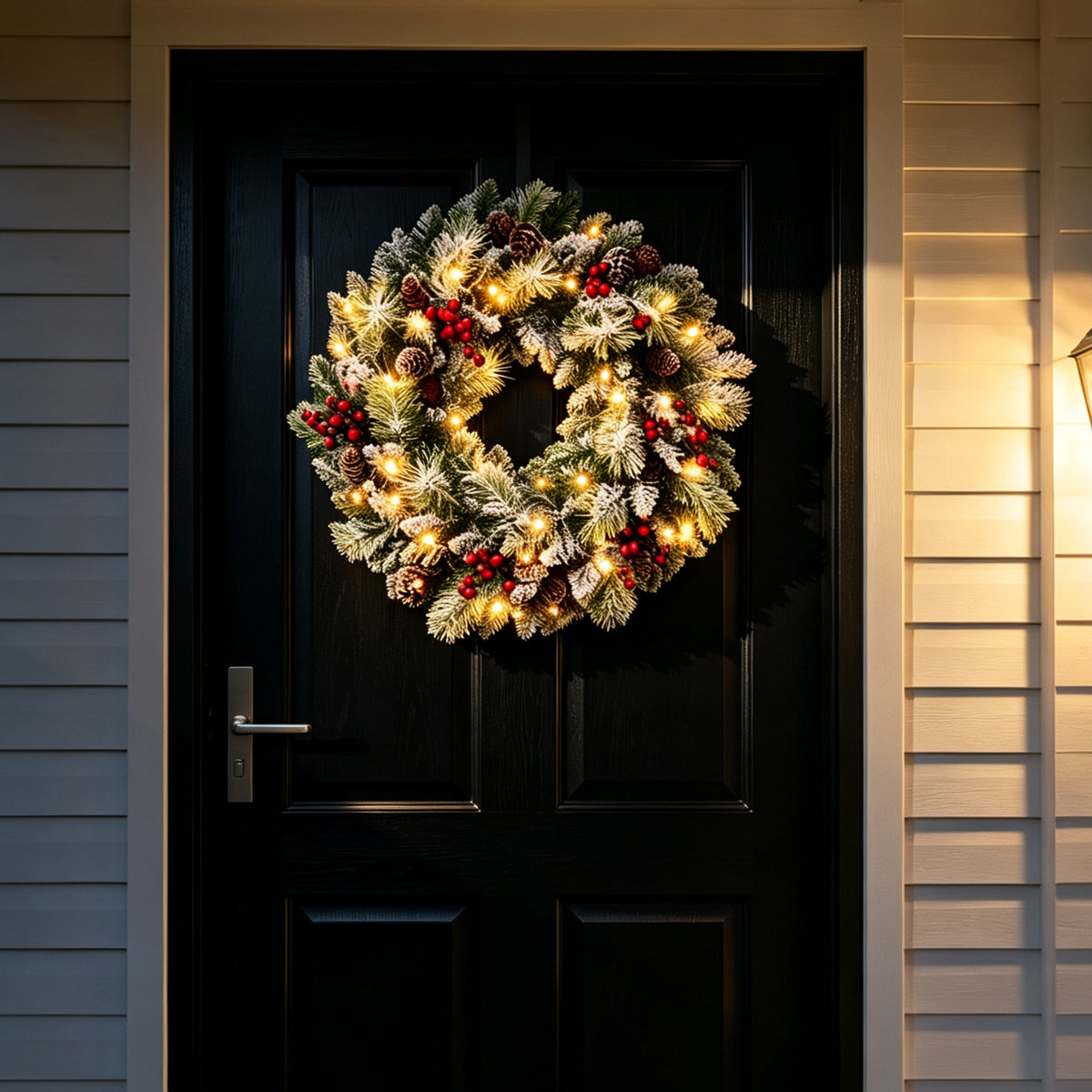 24'' Pre-Lit Flocked Christmas Wreath (Free Shipping)
