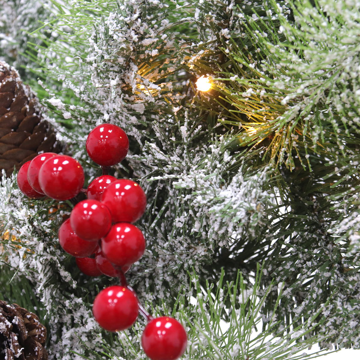 24'' Pre-Lit Flocked Christmas Wreath (Free Shipping)