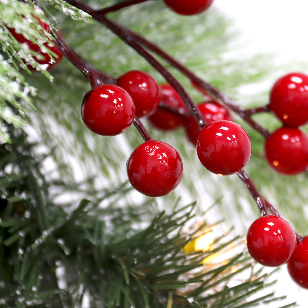 9FT Artificial Christmas Garland with Warm White LED Lights