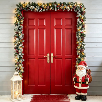 9FT Artificial Christmas Garland with Warm White LED Lights