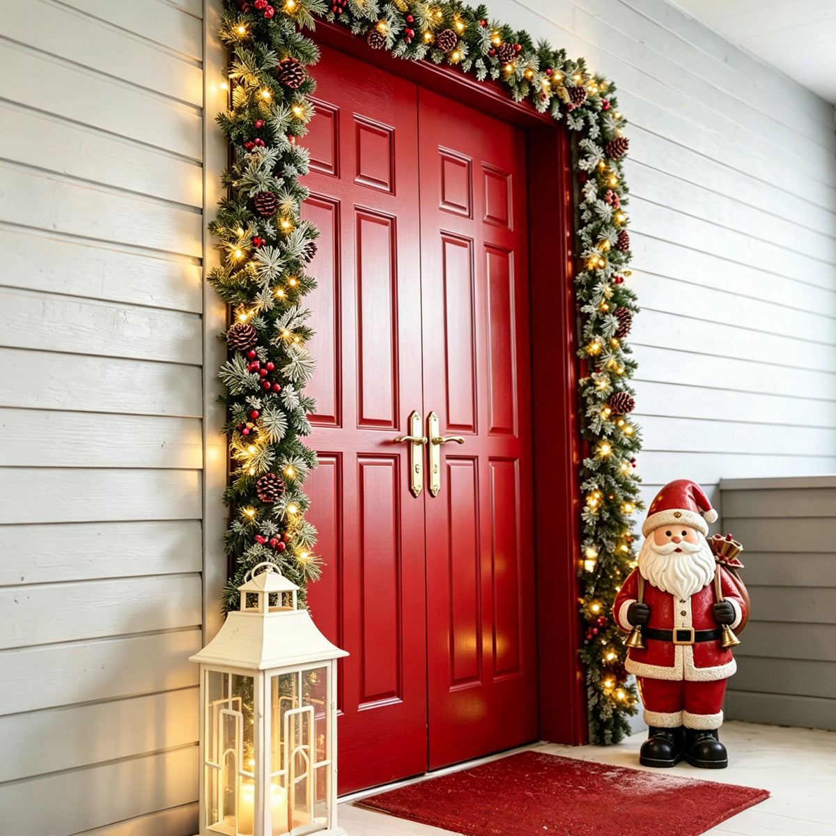 9FT Artificial Christmas Garland with Warm White LED Lights