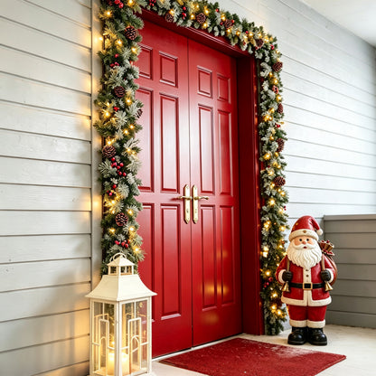 9FT Artificial Christmas Garland with Warm White LED Lights