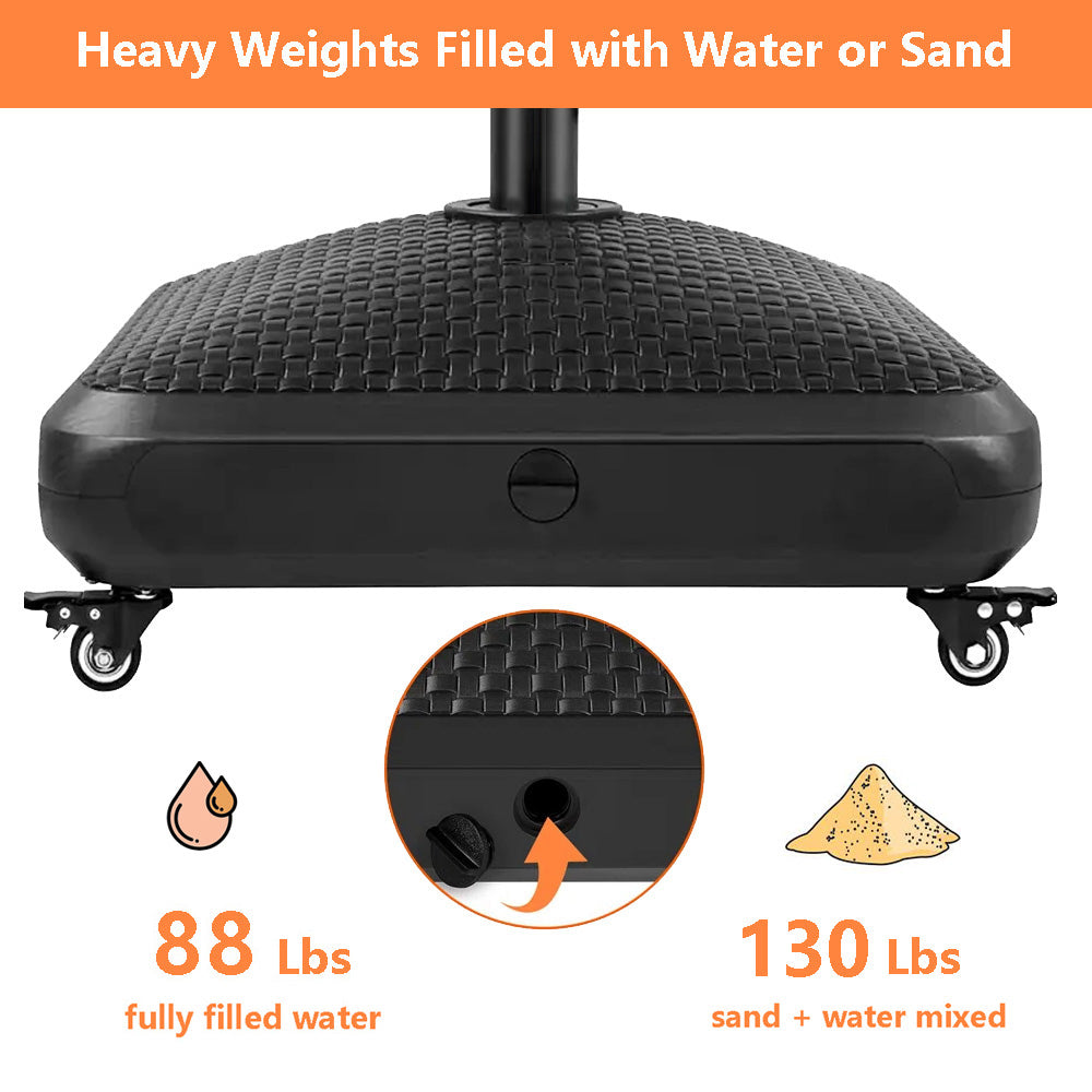 88 lbs Mobile Umbrella Base, Water or Sand Fillable