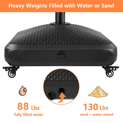88 lbs Mobile Umbrella Base, Water or Sand Fillable