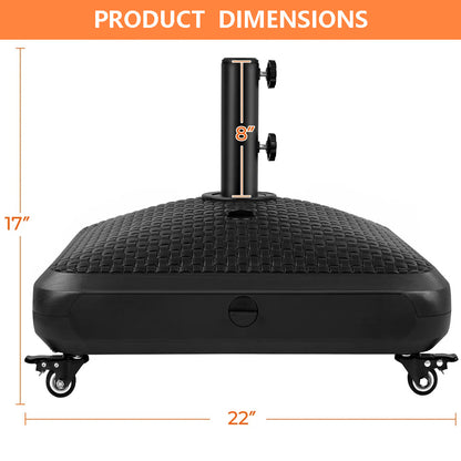 88 lbs Mobile Umbrella Base, Water or Sand Fillable