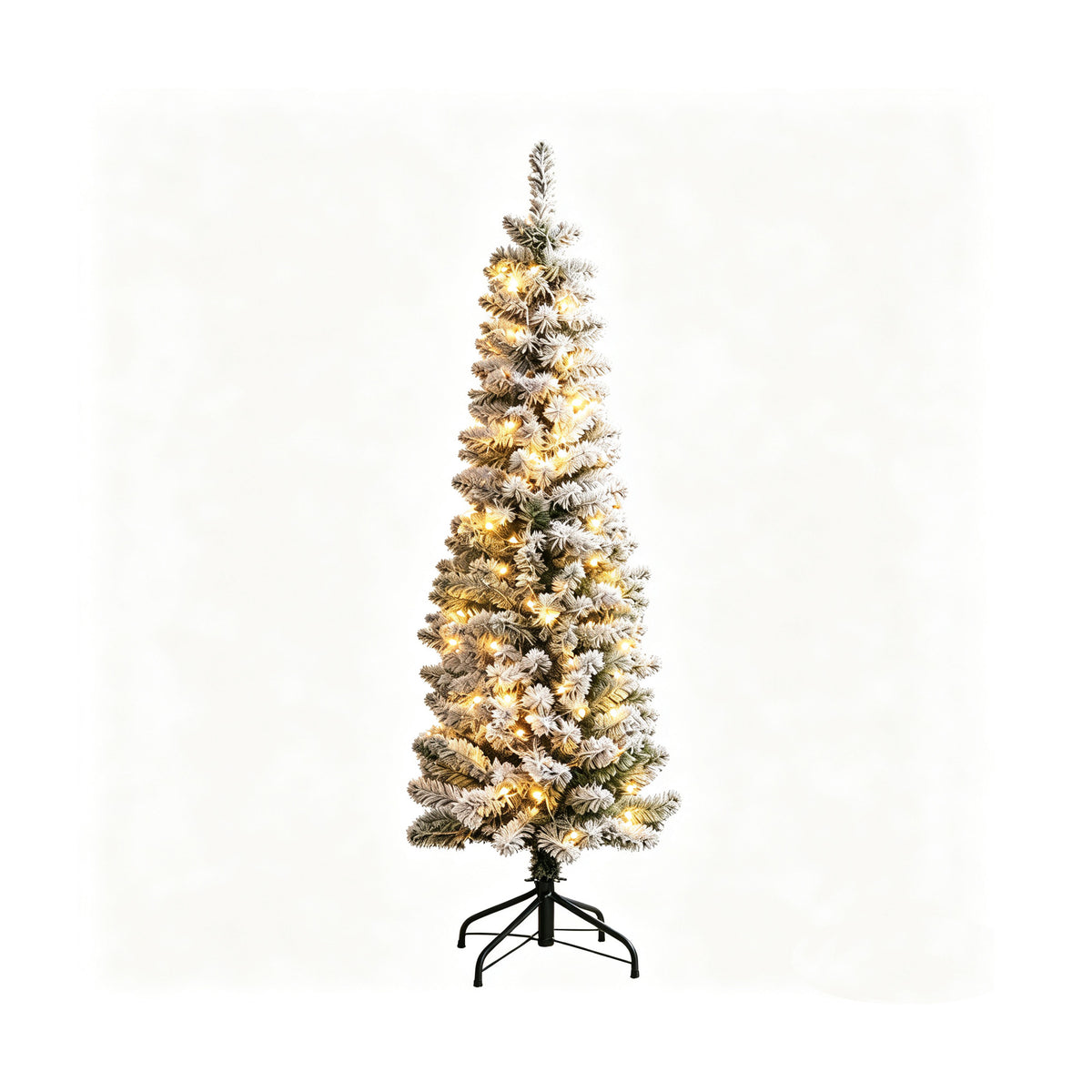 Pre-Lit Slim Flocked Artificial Christmas Tree (Free Shipping)