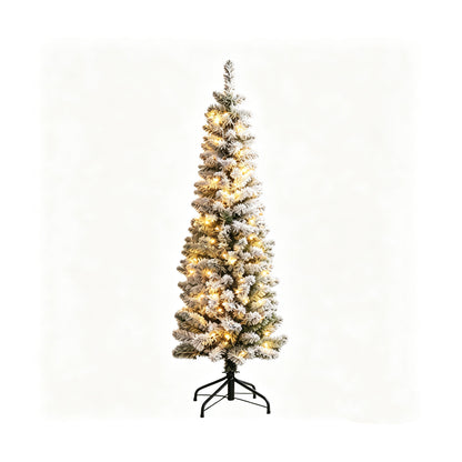 Pre-Lit Slim Flocked Artificial Christmas Tree (Free Shipping)