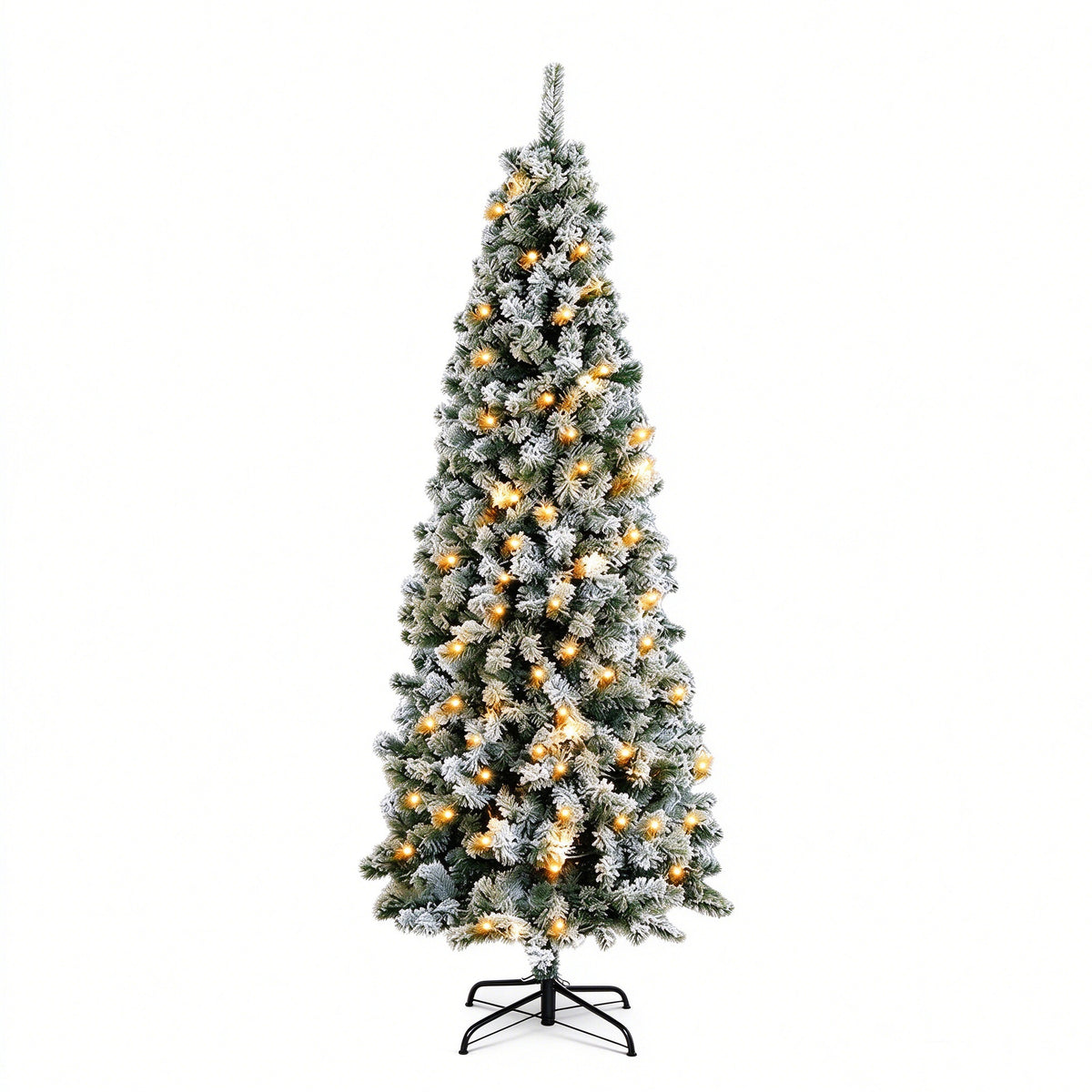 Pre-Lit Slim Flocked Artificial Christmas Tree (Free Shipping)