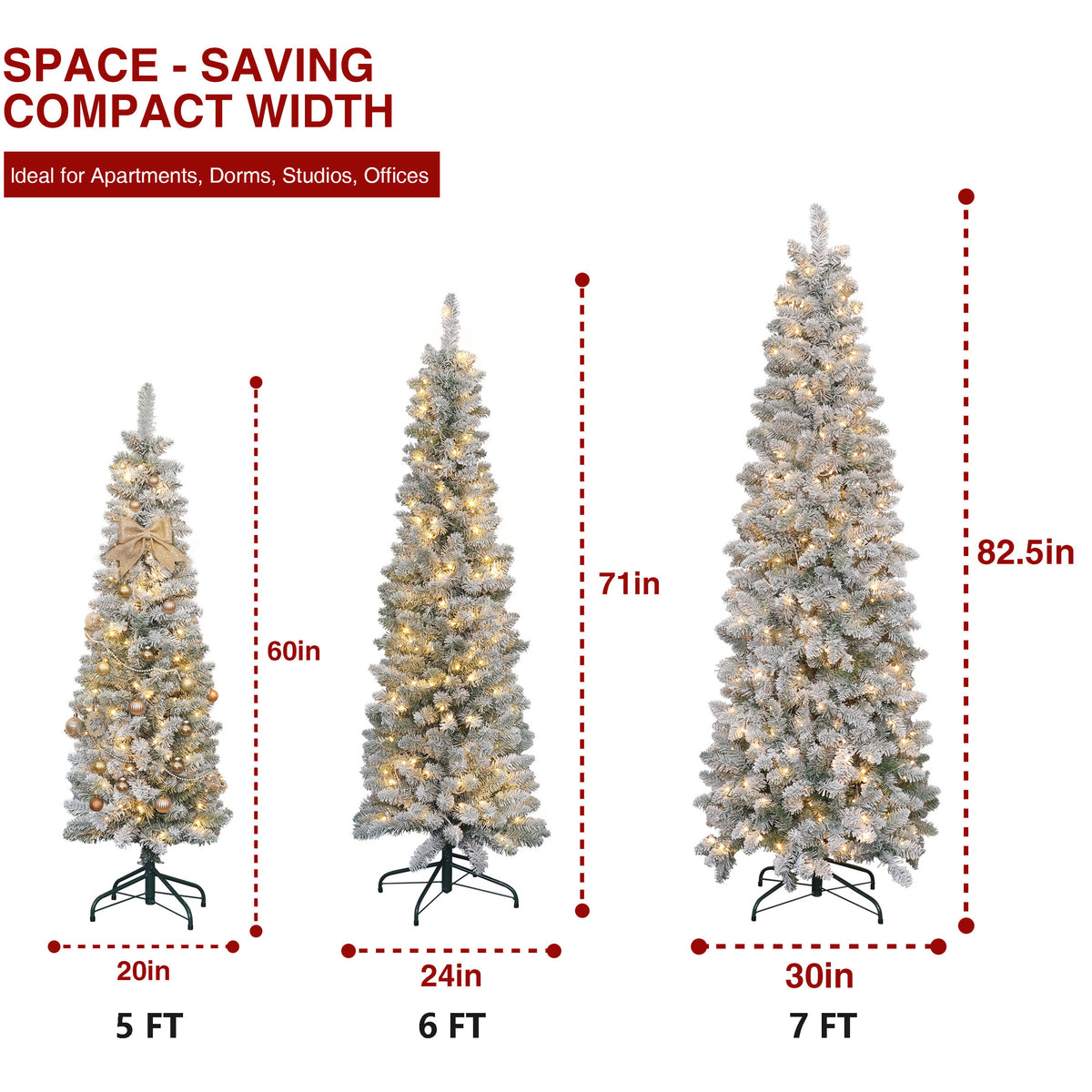 Pre-Lit Slim Flocked Artificial Christmas Tree (Free Shipping)
