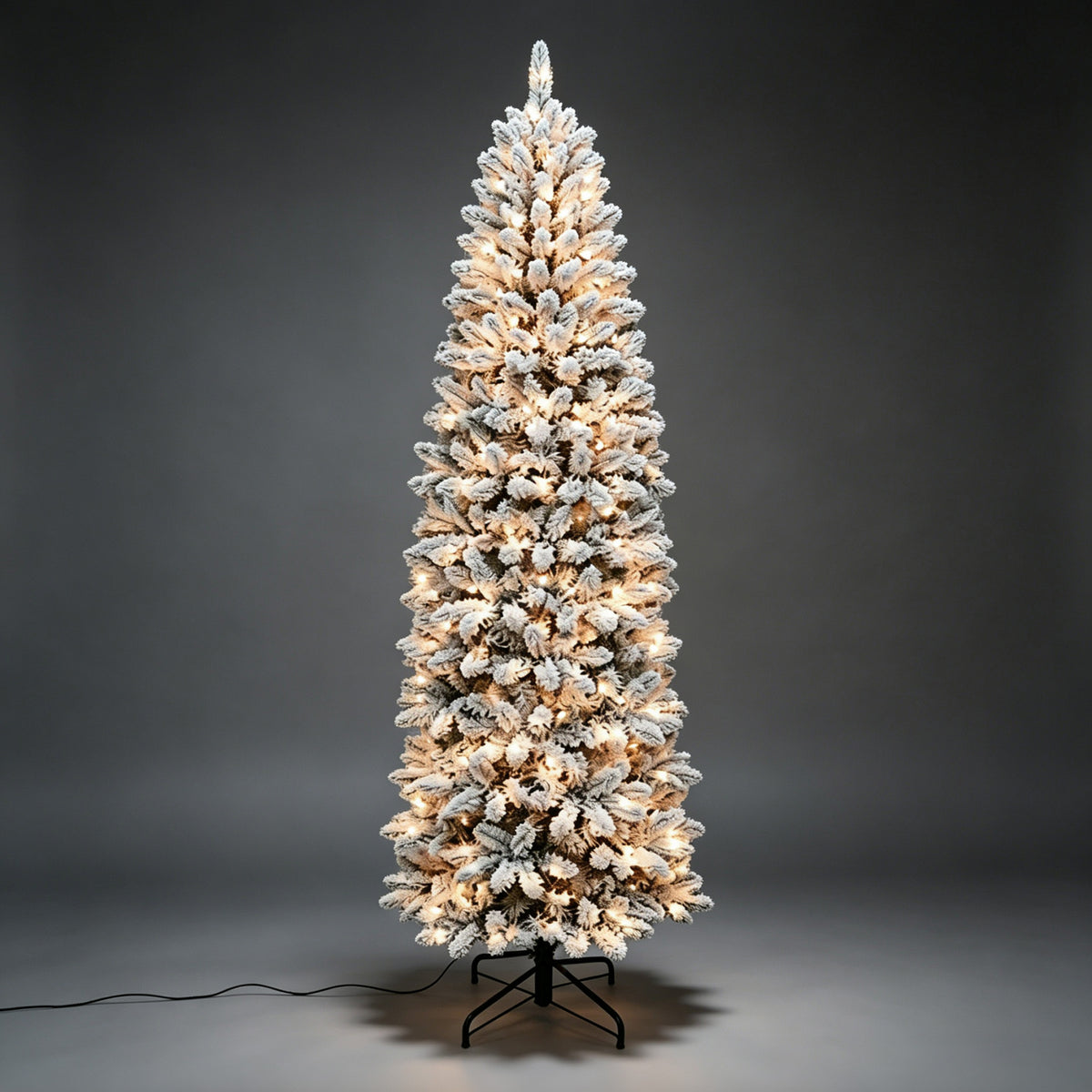Pre-Lit Slim Flocked Artificial Christmas Tree (Free Shipping)