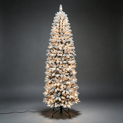 Pre-Lit Slim Flocked Artificial Christmas Tree (Free Shipping)