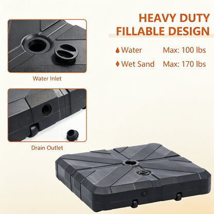 170 lbs Fillable Wheeled Cantilever Umbrella Base
