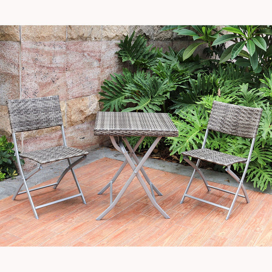 3-Piece Wicker Folding Bistro Set