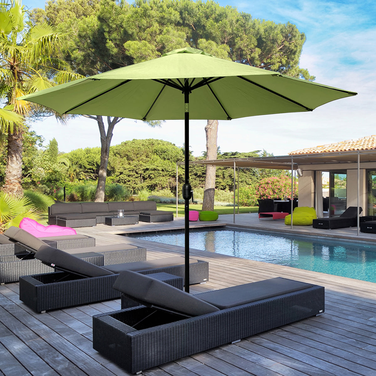 9 Ft Tilt Patio Umbrella with Crank and Steel Frame – Maypex