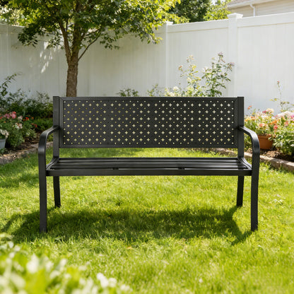 50 ft Patio Metal Garden Bench, Park Bench