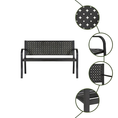 50 ft Patio Metal Garden Bench, Park Bench