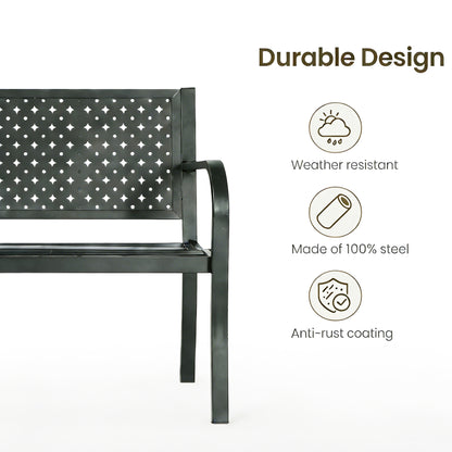 50 ft Patio Metal Garden Bench, Park Bench