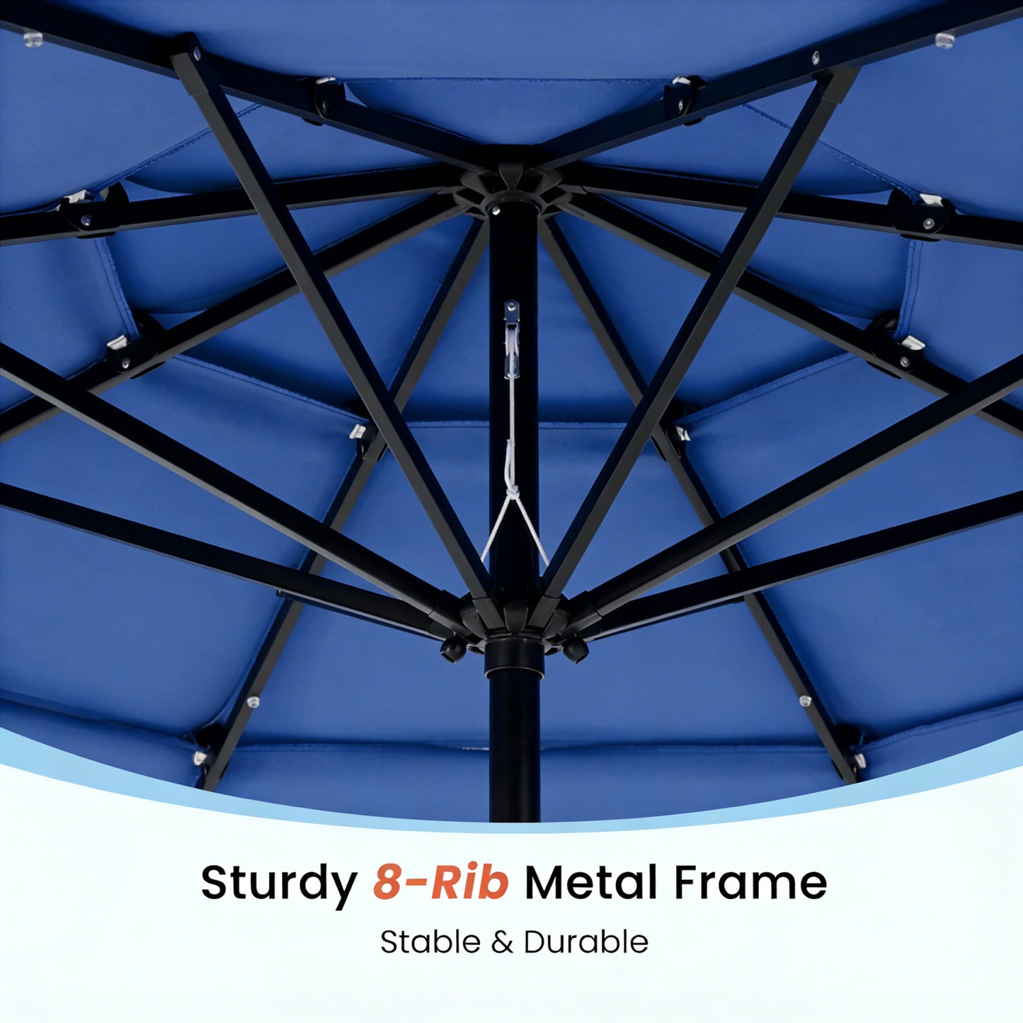 9.5 Ft 3-Tier Patio Umbrella w Solar Lights