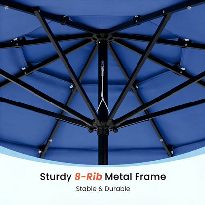 9.5 Ft 3-Tier Patio Umbrella w Solar Lights