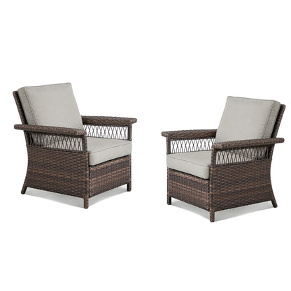 Outdoor Wicker Conversation Chairs, Set of 2