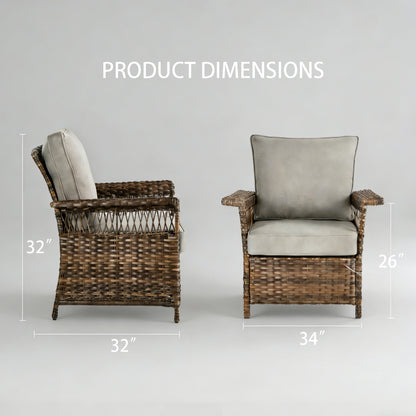 Outdoor Wicker Conversation Chairs, Set of 2