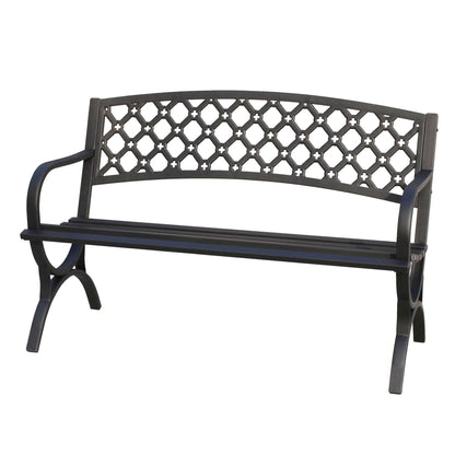 Steel Garden Bench with Lattice Design